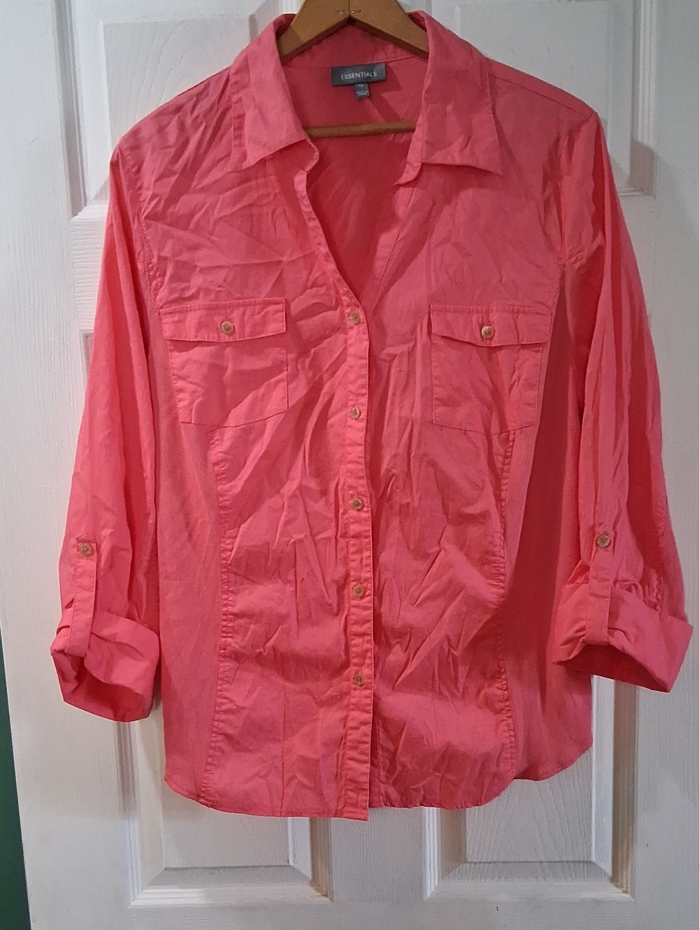Essentials Coral-Pink Button Down Utility Shirt